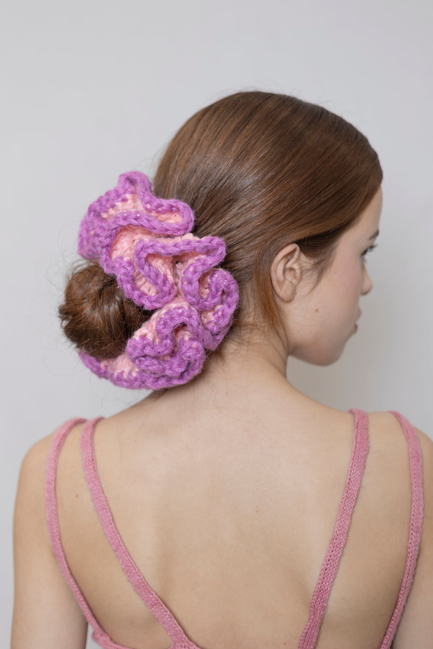 PETAL SPIRAL PINK AND PURPLE SCRUNCHIE