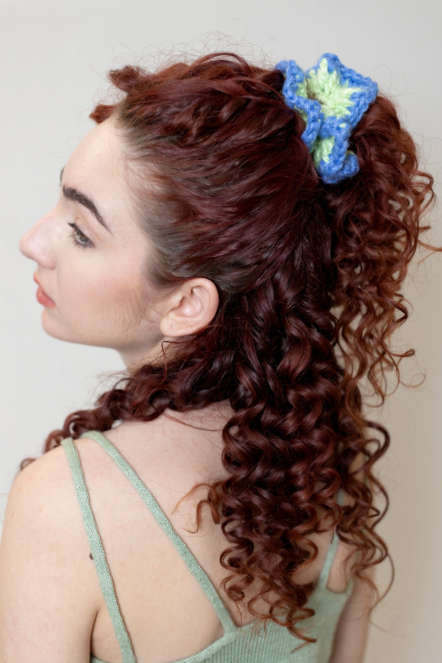 WHIZZY GREEN AND BLUE SCRUNCHIE