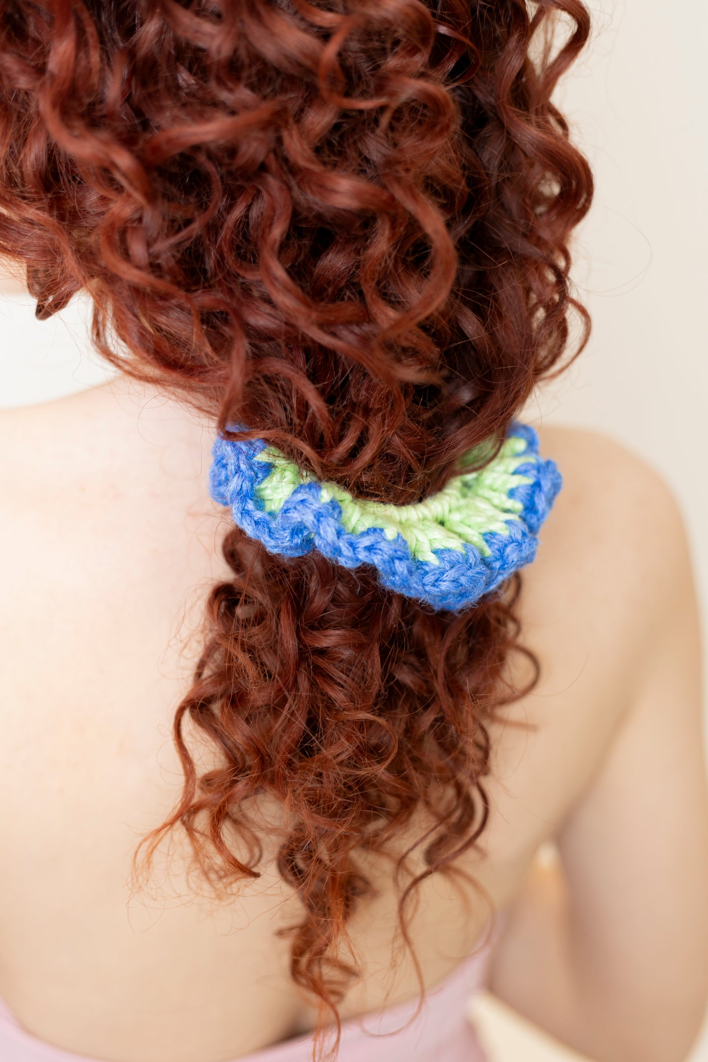 WHIZZY GREEN AND BLUE SCRUNCHIE